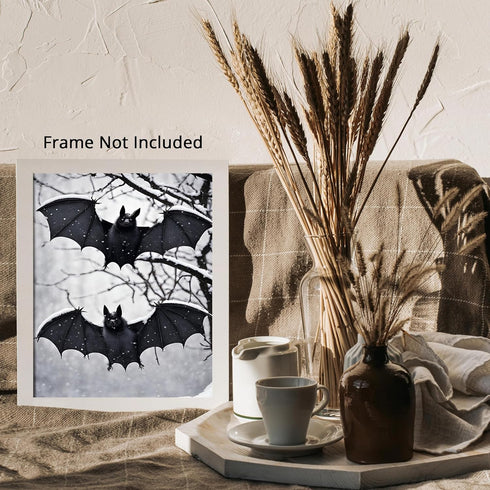 Posterizer 1 pcs- cute gothic print with bats- holloween decor-Gothic Art-Art for Animal Lovers- Living Room Bedroom Decor- unframed wall art...