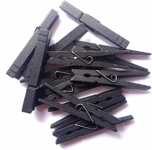 LWR CRAFTS Wooden Large Clothespins 3-5/16" 8.4cm 30 Pieces Per Pack (Black)...