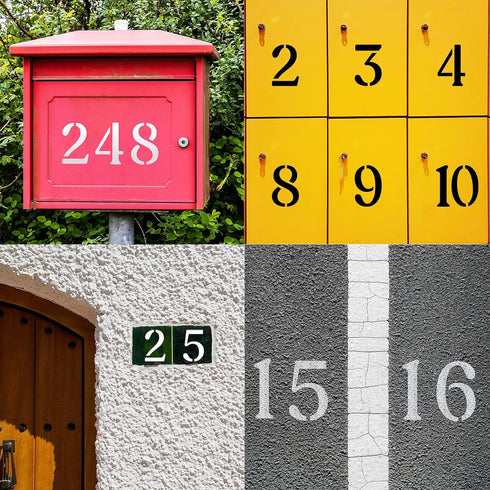 6 Inch Curb Stencil Kit 0-9 Address Number Stencil, 20Pcs Reusable 14 Mil Mylar Plastic Numbers Stencils for Painting on Road, Wall, Wood, Mailbox...