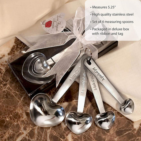 FASHIONCRAFT 4801 Love Beyond Measure Heart Measuring Spoons, Silver Measuring Spoons, Wedding Favor, 1-Piece...