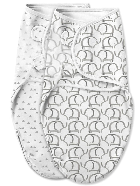 SwaddleMe Luxe Easy Change Swaddle, Ellie Elephant/Triangle Grey, Small/Medium (0-3 Months)...