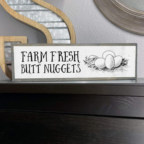 Chicken Wood Signs (Medium - Wood And Metal, Farm Fresh Butt Nuggets)...