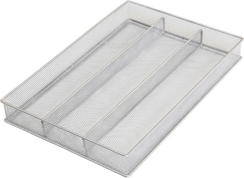 YBM Home Metal Silverware Organizer for In-Drawer Cutlery Storage, 3 Compartment Mesh Cutlery Flatware Tray Sorts Kitchen Utensils, Great for Offi...