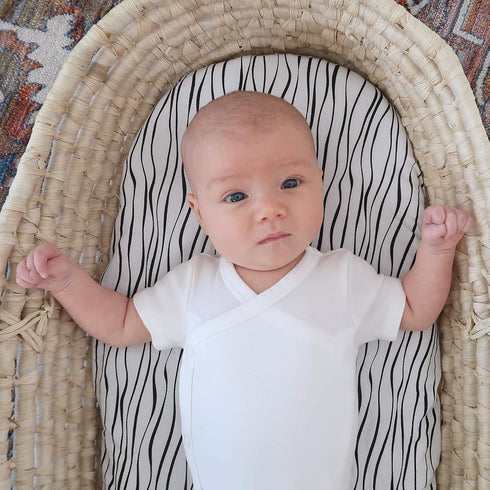 Bassinet Sheet Set 2 Pack 100% Jersey Cotton Black and White Abstract Stripes and Dots by Ely's & Co...