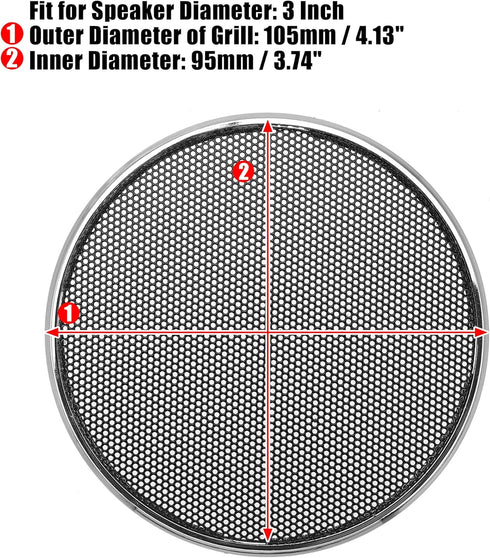 X AUTOHAUX 2pcs 3 Inch Car Metal Audio Speaker Grill Cover Mesh Woofer Horn Guard Decorative Circle Grille Protector Silver Tone...