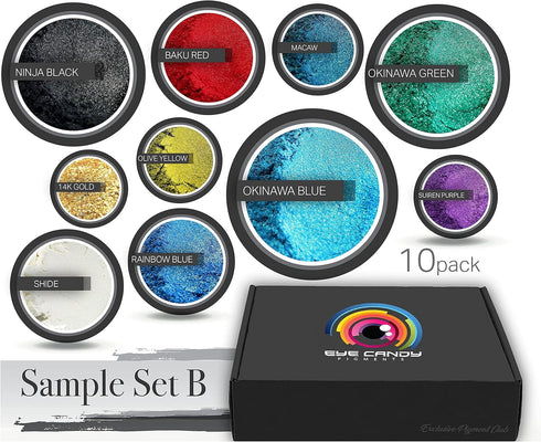 Eye Candy Pigments Variety Mica Pigment Powder Set B - Epoxy Resin Art - Woodworking - Cosmetic Grade Mica Powder - Bath Bombs - Pigment Powder Va...