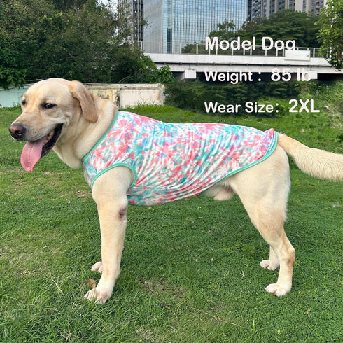 Dog Tie dye Sleeveless T Shirt Green Red Printed Dogs Vest Shirt Pajamas Breathable Stretchy Summer Clothes for Extra large Dog Boys Girls?3X-Larg...