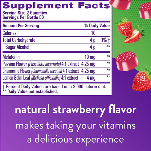 Vitafusion Max Strength Melatonin Gummy Supplements, Strawberry Flavored, 10 mg Melatonin Sleep Supplements, America’s Number 1 Gummy Vitamin Bran...