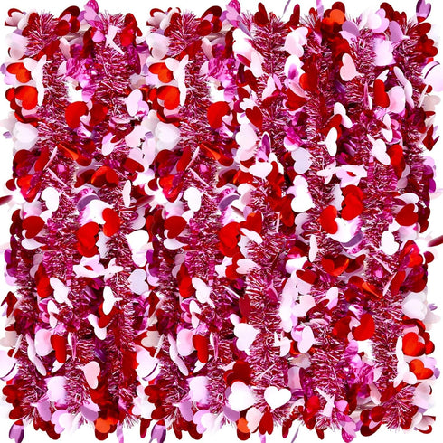 26.2 Feet Heart Tinsel Garland Valentines Metallic Tinsel Twist Garland Shiny Hanging Decoration for Valentines Tree Wreath Wedding Party Supplies...