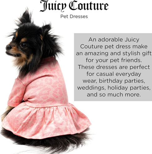 Juicy Couture Pink Leopard Tulle Dog Dress – Pullover Design Puppy Shirt with Elasticated Waistline and Flared Skirt, Doggie Clothes for Convenien...