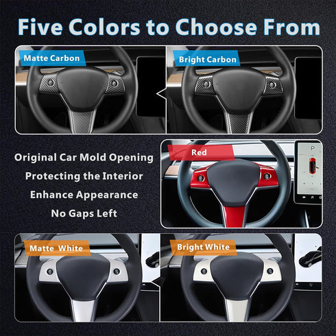 Tesla Interior Decoration Protection Patch, Suitable for Model Y/3 Steering Wheel Button Decoration Patch (Matt Withe)...
