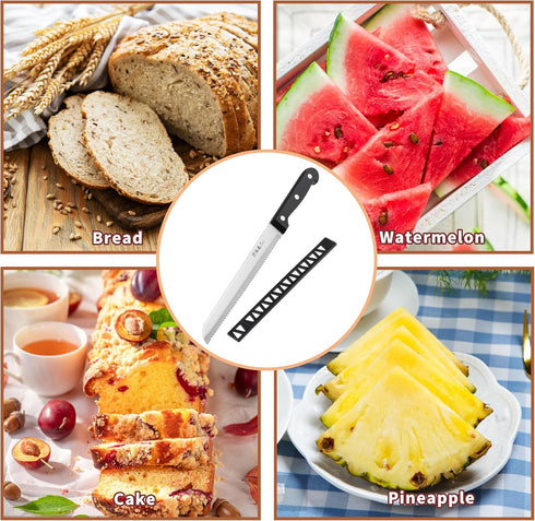 Bread Knife, HIA Stainless Steel 8 inch Serrated Bread Knife, Perfect for Homemade Bread, Bagels and Cake, Knife Cover Included, Dishwasher Safe (...