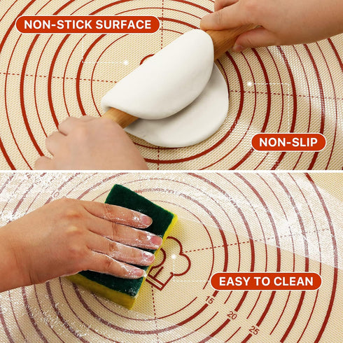 26x16 Inch Extra Thick Silicone Baking Mat with Measurements, Non-slip and Reusable - For Cookies, Bread, Pastry...