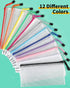 Smarpau 24PCS Pencil Pouches Bulk, 9.3" x 4.7"Mesh Zipper Pouch Pencil Case, 12 Colors Waterproof Small Zipper Pouches for Travel, Cosmetics, Offi...