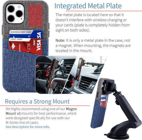 Dockem Wallet Case for iPhone 12 Pro Max: Built-in Metal Plate for Magnetic Mounting & 2 Credit Card Holders: 6.7" Luxe M2, Canvas Style Synthetic...