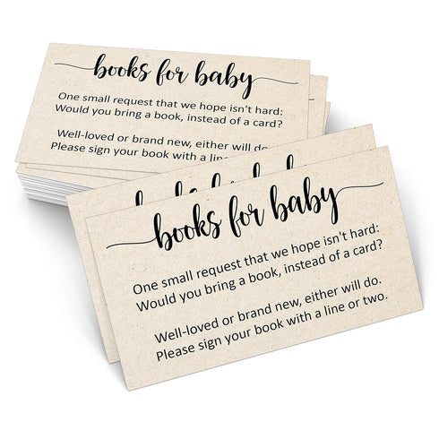 321Done Books for Baby Cards (Set of 50) 3.5 x 2 Baby Shower Insert for Invitations, Business Card Size, Book Instead of Card Request Gift, Small ...