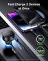 Baseus USB C Car Charger, 60W Retractable Car Charger, 3 in 1 Fast Car Charger, Compatible with iPhone 15/14/13/12 Pro Max, Plus, Samsung Galaxy S...