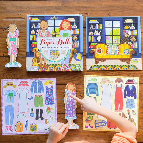 eeBoo: Paper Dolls: Explorer & Botanist - includes 2 Paper Dolls, Stand Up Scene & Stickers, Kids Ages 5+...