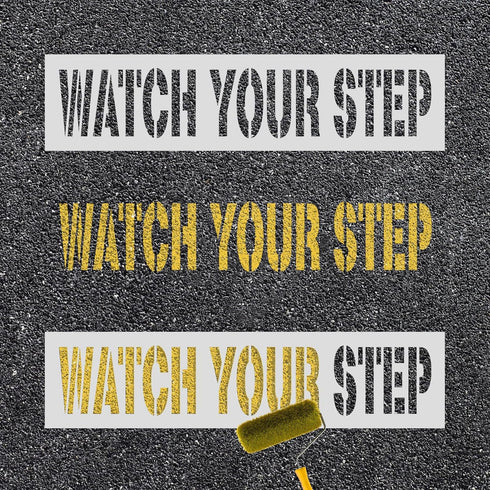 2pcs Watch Your Step Stencils, 22.83x5.51 inch Watch Your Step Signs Reusable Letter Stencils Paint Stencils Warning Sign Stencil Safety Stencils ...