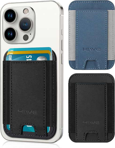 2 Pack Phone Card Holder, Premium Leather Phone Wallet Stick On, Strong Adhesive Cell Phone Pocket Credit Card Holder for Back of Phone Compatible...