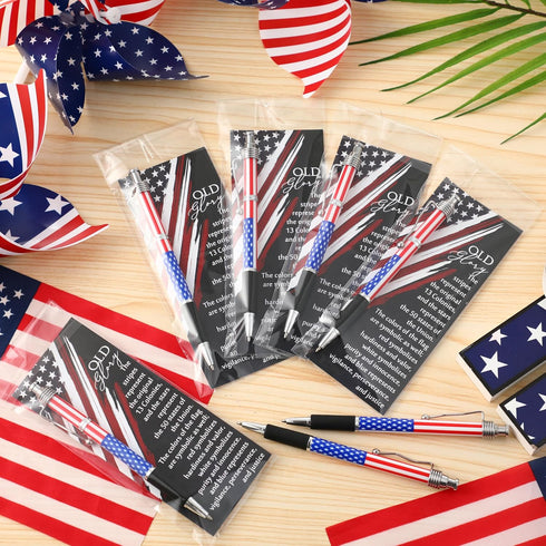 American Flag Ballpoint Pens USA Patriotic Themed Bookmarks Independence Day Souvenirs Gifts Black Gel Ink Ballpoint Pen for Writing and Signing P...
