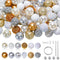 50Pcs Chunky Bubblegum Beads 20mm Silver Gold Gumball Rhinestone Beads with 48pcs Tiny Round Spacers, Extender Chains, Beading Wire for Crafts Jew...