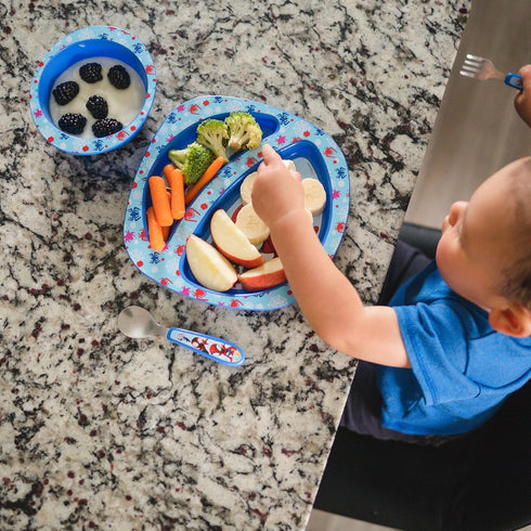 The First Years Spidey and His Amazing Friends Toddler Dinnerware Set - Toddler Plates and Toddler Utensils - Dishwasher Safe Toddler Feeding Supp...