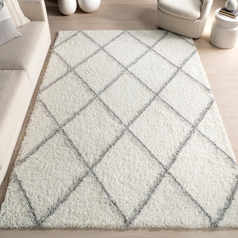 nuLOOM Tess Moroccan Shag Area Rug - 2x3 Accent Shag Rug Modern/Contemporary White/Grey Rugs for Living Room Bedroom Dining Room Nursery Entryway...