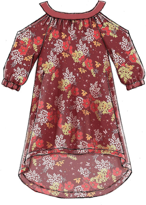McCall Pattern Company McCall's M7798 Learn Girl's Cold Shoulder and Raglan Sleeve Dress Sewing Patterns, Sizes 7-14, 7-8-10-12-14, White...
