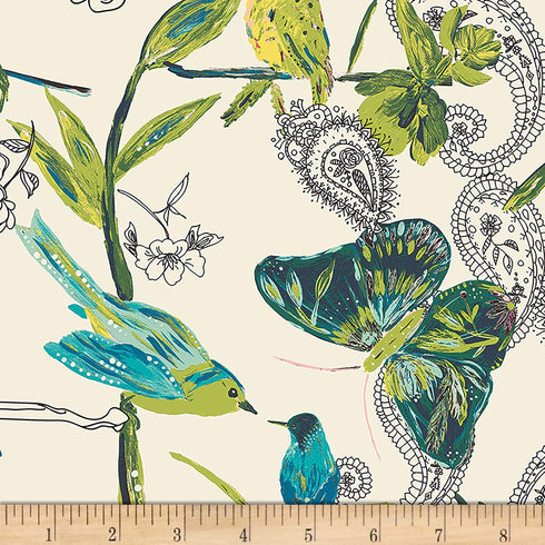 Art Gallery Fabrics Art Gallery Joie de Vivre C’est la Vie Winter Fabric, White...