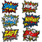 Bigtime Signs 12 Pieces Super Hero Stickers - Superhero Party Decorations for Birthday - Superhero Themed Party Favors - 12"x16" Sound Effect Sign...