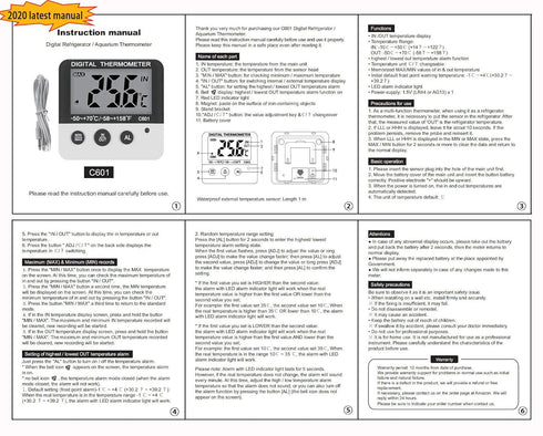 Fridge Freezer Thermometer Max/Min Memory LXSZRPH High & Low Temperature Alarms Settings with LED Indicator Digital Refrigeration Thermometer with...