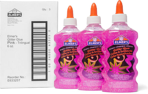 Elmer's 2022912 Liquid Glitter Glue, Washable, Pink, 6 Ounces, Pack of 3...