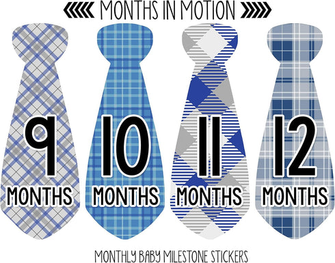 Monthly Baby Tie Stickers - Boy Month Milestone Necktie Sticker - Onesie Month Sticker - Infant Photo Prop for First Year - Shower Gift - Newborn ...