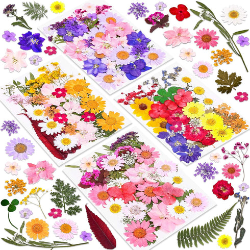 140 Pcs Dried Pressed Flowers for Resin, Real Pressed Flowers Dry Leaves Bulk Natural Herbs Kit for Scrapbooking DIY Art Crafts, Epoxy Resin Jewel...