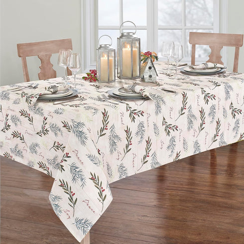 Elrene Home Fashions Holiday Tree Trimmings Wrinkle Resistant Fabric Tablecloth, Christmas, 60"X84", Oblong...