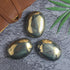 Golden Pyrite Palm Stone, Worry Stone Large Oval Palm Stone Chakra Healing Hand Carved Pocket Massage Stone Reiki Polished Stone Massage Spa Energ...