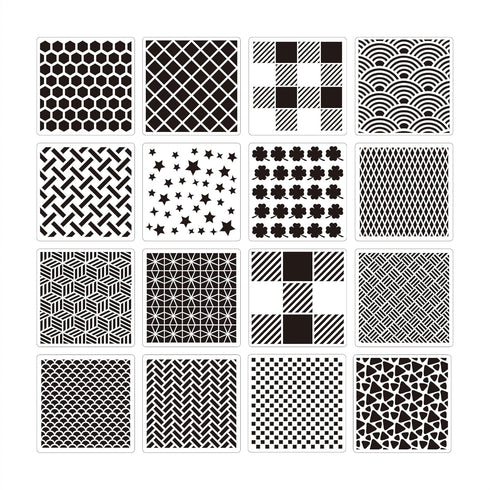 16Pcs Mixed Geometric Stencils Hollow Painting Stencils Plastic Drawing Template Stencils Reusable Art Templates DIY Crafts Stencil for Card Scrap...