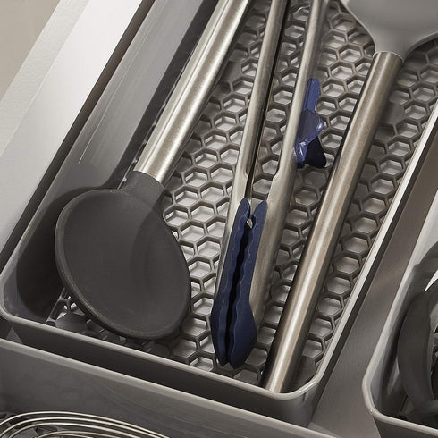 Spectrum Diversified Hexa Drawer Organizer Tray Modern Kitchen Cutlery, Utensil, Silverware Holder, Cabinet Storage, Set of 3, Stone Gray...
