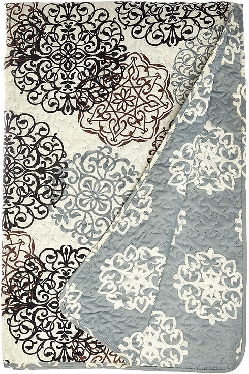 Chic Home 1 Piece Judith Boho Inspired Reversible Print Quilt Set, Queen, Beige...