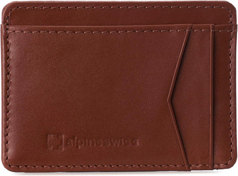 Alpine Swiss RFID Minimalist Oliver Front Pocket Wallet For Men Leather York Collection Smooth Finish Tan...
