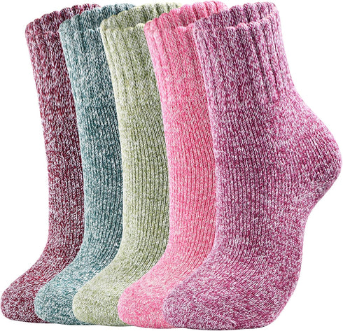 5 Pairs Wool Socks - Warm Wool Socks For Women/Men, Super Soft Crew Socks Boot Socks, Thick Knit Cozy Socks...