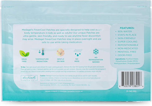 FeverCool Patches - Cooling Patches for Fever, Migraine & Headache Relief | Made in The USA | Cool Temperature | Mess & Odor Free | Adults & Kids ...