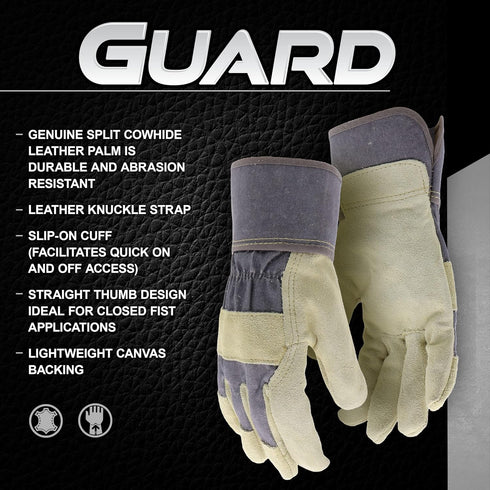 BOSS (B71001-WML) Women's Guard Split Cowhide Leather Palm Work Gloves, Extended Safety Cuff,Medium/Large, Blue/Cream...