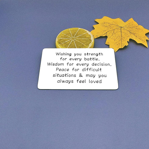Christian Engraved Wallet Insert Card Blessing Inspirational Gifts for Men Women Wishing You Strength for Every Battle Gift Religious Card Christm...