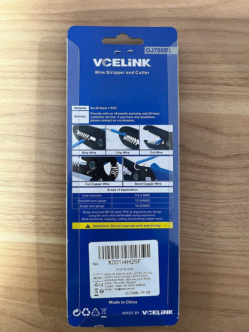 VCELINK Precision Wire Stripper and Cutter with Safety Lock, Wire Stripping Cutting Tool for 10-22 AWG Solid and Stranded Wires...