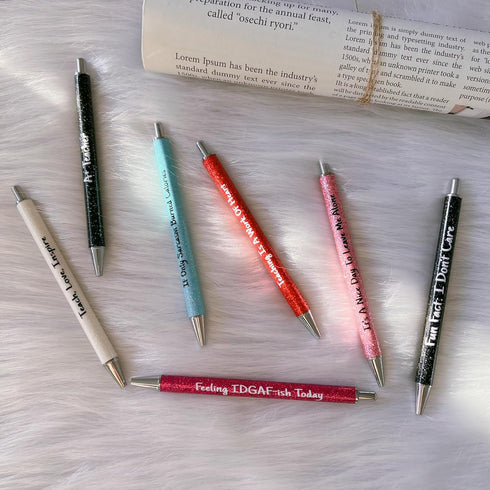 Jxueych Cute Pens Glitter Pen with Funny Sayings Vibrant Passive Fancy Ballpoint Pens Gifts for Colleagues Office Supplies (A+ Teacher)...