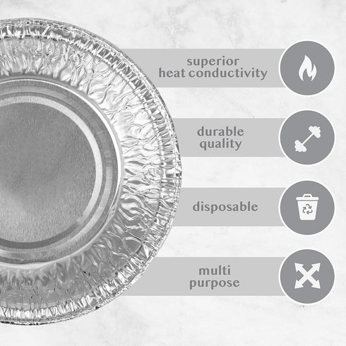 Plasticpro 4.5'' Inch Round Tin Foil Pans Disposable Aluminum, Freezer & Oven Safe Pack of 50...