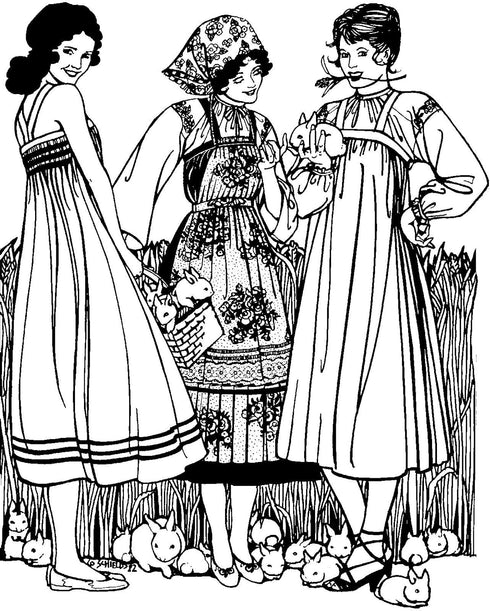 Folkwear Russian Settlers' Dress #128 Jumper Blouse Apron Traditional Sewing Pattern (Pattern Only) folkwear128...