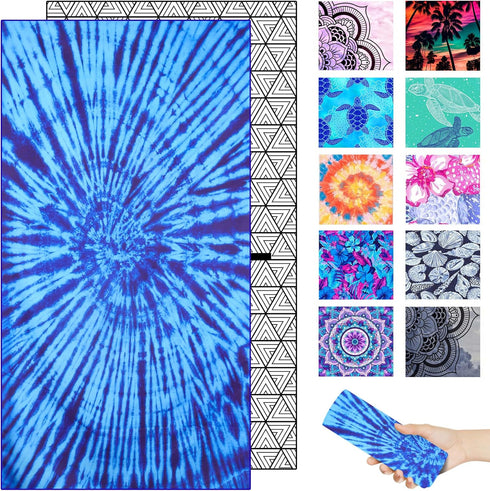 Sand Free Microfiber Beach Towel – Quick Dry Mandala Lightweight Oversized Large Blue Towel Accessories Travel Swim Pool Yoga Cruise Camping Gear ...